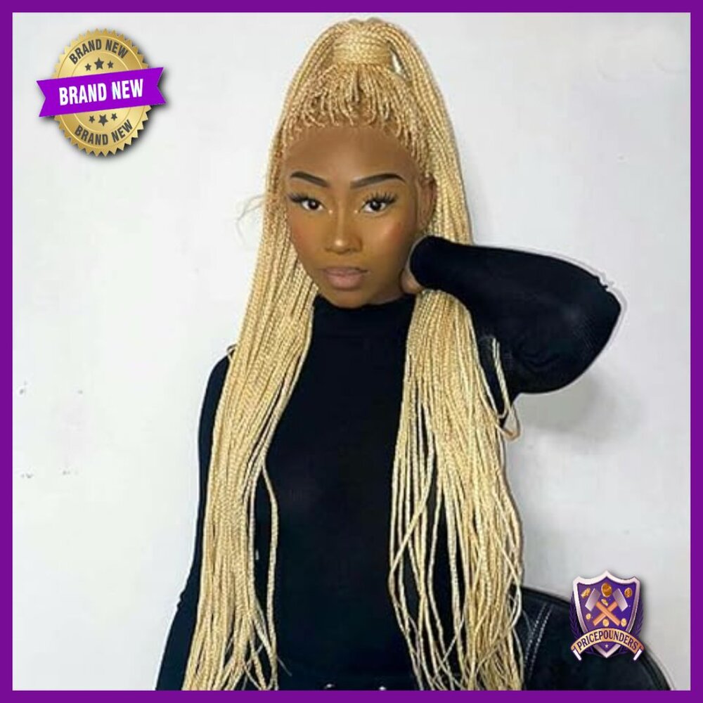 Long Synthetic Braided Wig 26 Inch Heat Resistant Lace Front Glueless
